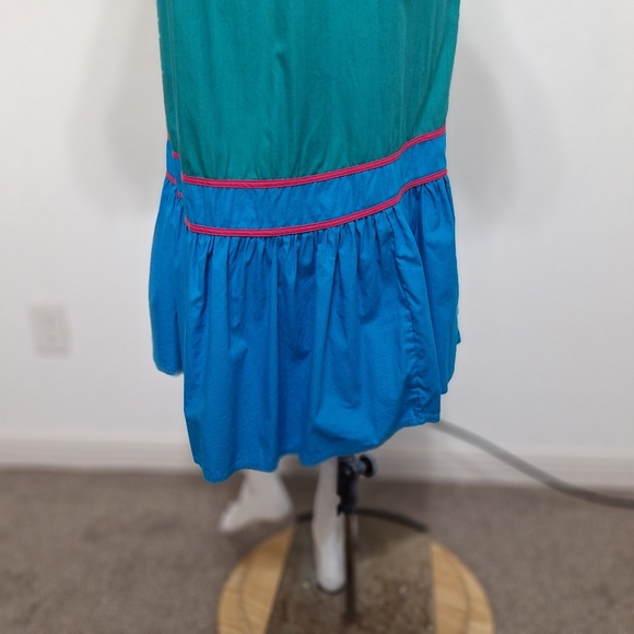 Vintage Southern Image Teal Blue Embroidered Embellished Art To Wear Dress L - Picture 10 of 15